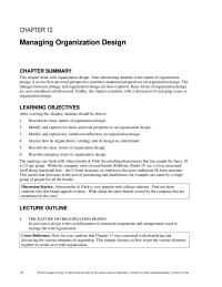Management Chapter 12 Describe The Basic Forms Organization Design What