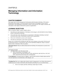 Management Chapter 22 Information Raw Data That Has Been Processed