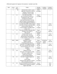 Industrial Engineering Example Course Plan&nbsp;Midterm Exam Review Midterm Laplace Transforms Intro