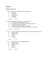 Communications Chapter 7 The Cognitive Labeling View Emotions