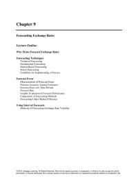 Management Chapter 9 Homework Forecasting Exchange Rates 24 Selecting Between