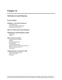 Management Chapter 14 Homework Multinational Capital Budgeting Cash Flows Parent