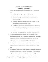 Finance Chapter 14 Tax sheltered accounts are often the optimal