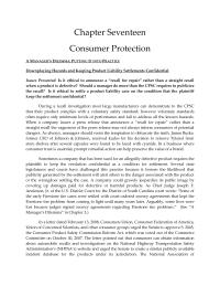 Management Chapter 17 Seventeen Consumer Protection Managers Dilemma Putting