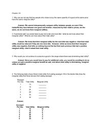 Economics Chapter 10 Use Marginal Utility Analysis Answer The Last
