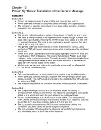 Chapter 12 The Following Factors Ensure Fidelity Protein Synthesis
