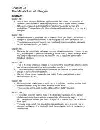 Chapter 23 Nitrogen compounds in the biosphere include amino