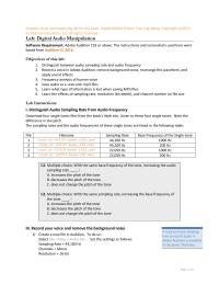 Media Studies Chapter 5 Homework&nbsp;Change the channel to stereo, keeping at 44,100 Hz sample rate