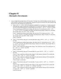 Investments & Securities Chapter 8 The Projects NPV The Present Value The