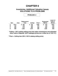 Chapter 9 The balance in the Allowance to Reduce Inventory