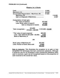 Chapter 10&nbsp;This illustrates the exception to no gain or loss&nbsp;recognition