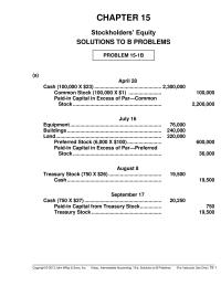 Chapter 15 Wellington declares and issues a 15% stock dividend
