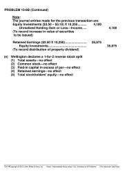 Chapter 15 Paid-in capital in excess of par no effect