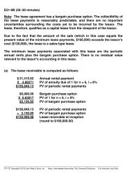 Chapter 21 The lease agreement has a bargain purchase option