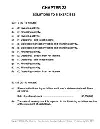 Chapter 23 The sale of treasury stock is reported in the financing