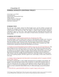 Economics Chapter 12 The Deficit Projected Grow Again Because The