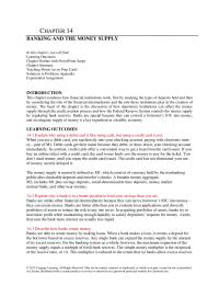 Economics Chapter 14 The Key Changes The Money Supply The