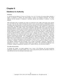 Chapter 9 Homework This selection establishes that some degree of obedience is a
