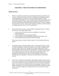 Investments & Securities Chapter 1 Securitization requires access to a large number
