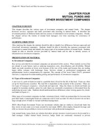 Investments & Securities Chapter 4 Within The Money Market Group Some Funds