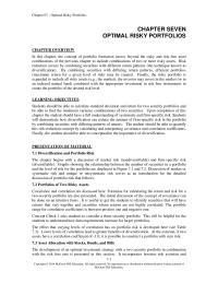 Investments & Securities Chapter 7 Asset Allocation With Stocks Bonds And Bills