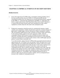 Investments & Securities Chapter 13 Wealth and consumption should be positively correlated