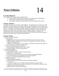 Environmental Engineering Chapter 14 Homework Water quality Standards Health Effects Chronic Exposure Very