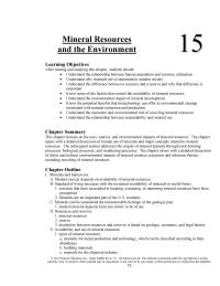 Environmental Engineering Chapter 15 Homework Recycling Mineral Resources Primary Environmental Impacts