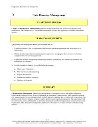 Management Chapter 5 Outline the advantages of a database management