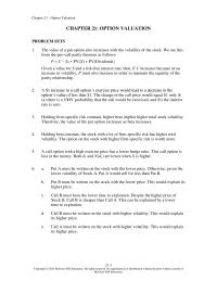 Investments & Securities Chapter 21 The Two Possible Stock Prices And The