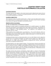 Investments & Securities Chapter 24 Time-weighted returns are more likely appropriate
