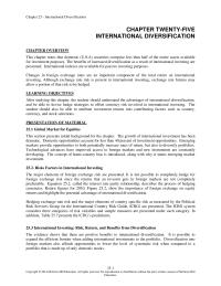 Investments & Securities Chapter 25 International Investing Risk Return And Benefits From