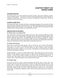 Investments & Securities Chapter 26 Performance Measurement For Hedge Funds Hedge Funds