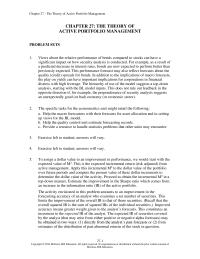 Investments & Securities Chapter 27 This The Expected Incremental Return Risk