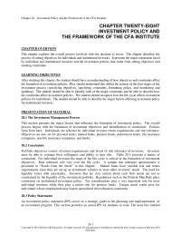 Investments & Securities Chapter 28 Unique Needs Could Arise For Individuals Whose