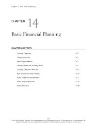Entrepreneurship Chapter 14 Basic Financial Planning Outline And