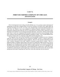 Chapter 7 First Securities Fraud Did Not Reveal Whether