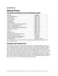 Marketing Chapter 21 Developing pricing objectives is an important task&nbsp;