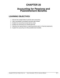 Accounting Chapter 20 A pension plan is an arrangement whereby an employer
