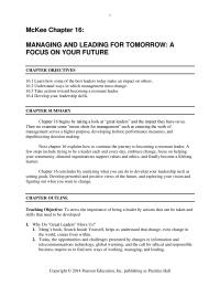 Management Chapter 16 Today, the opportunities and challenges presented by changes