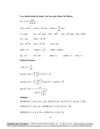 Chapter 1 Homework&nbsp;User defined units for Smith, Van Ness