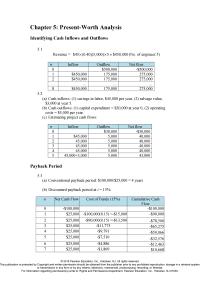Economics Chapter 5 From the annual cash flow and balance table