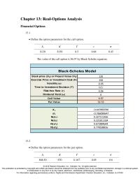 Economics Chapter 13 Exercise Price or Investment Cost