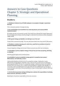 Chapter 5 Sage Publications Explain Blackberrys Strategic And Operational