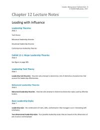 Chapter 7 Four possible leadership styles that are based on