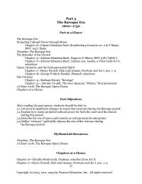 Chapter 10 Homework Highlight Early Baroque Opera The New