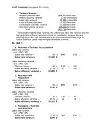 Accounting Chapter 11 Homework Costs And Variance Analysis 1123 Possible Causes