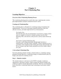 Marketing Chapter 3 Homework Overview The Emarketing Planning Process Questions Asked
