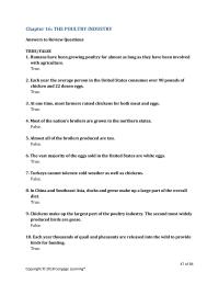 Agriculture Chapter 16 Homework Almost All Broilers Produced Are White Birds