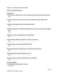Agriculture Chapter 18 Homework How Can Urban Food Growing Benefit The